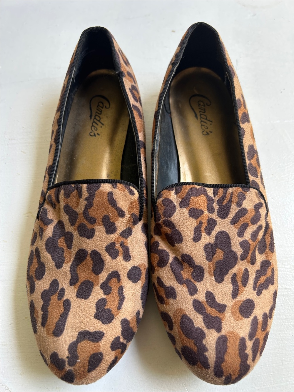 Candie's Leopard-Print Slip-On Flats in Brown and Black